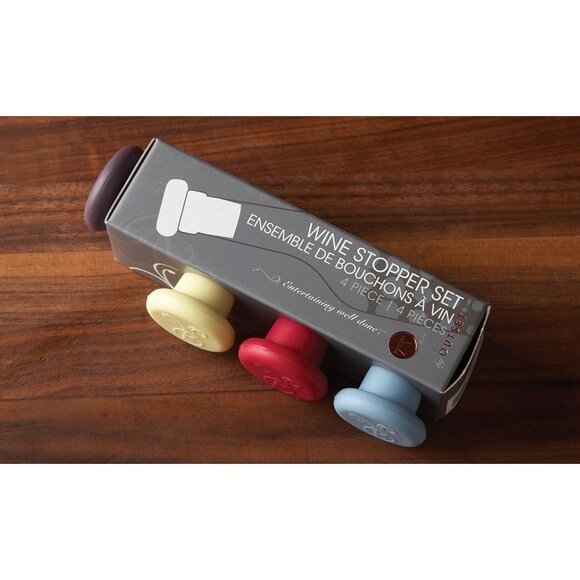 B229 Silicone Wine Bottle Stoppers, Set of 4, Assorted - Picture 4 of 10